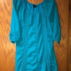 Off the shoulder turquoise dress